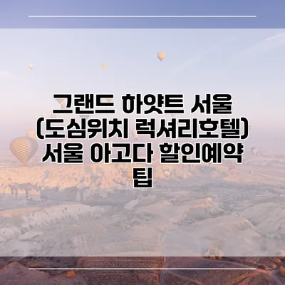 그랜드 하얏트 서울 (도심위치 럭셔리호텔) 서울 아고다 할인예약 팁