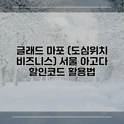 글래드 마포 (도심위치 비즈니스) 서울 아고다 할인코드 활용법