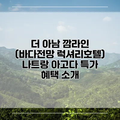 더 아남 깜라인 (바다전망 럭셔리호텔) 나트랑 아고다 특가 혜택 소개