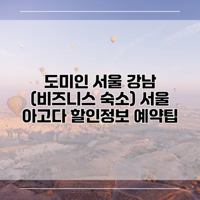 도미인 서울 강남 (비즈니스 숙소) 서울 아고다 할인정보 예약팁