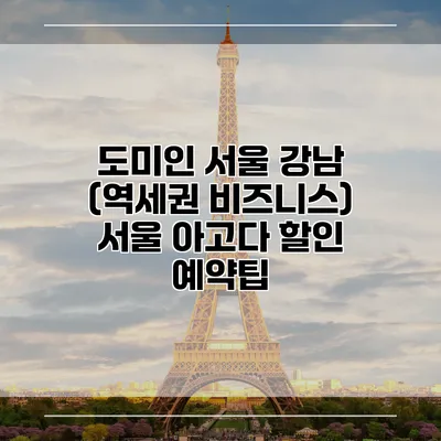 도미인 서울 강남 (역세권 비즈니스) 서울 아고다 할인 예약팁