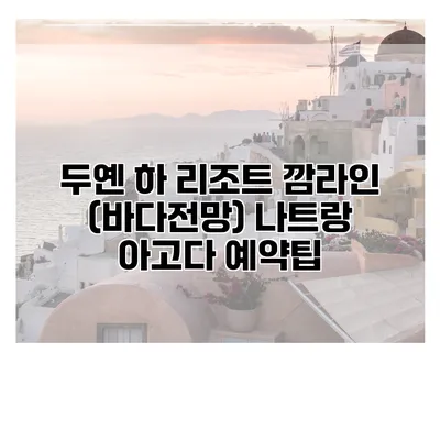 두옌 하 리조트 깜라인 (바다전망) 나트랑 아고다 예약팁