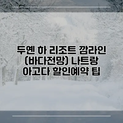 두옌 하 리조트 깜라인 (바다전망) 나트랑 아고다 할인예약 팁
