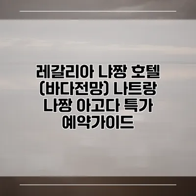 레갈리아 냐짱 호텔 (바다전망) 나트랑 나짱 아고다 특가 예약가이드