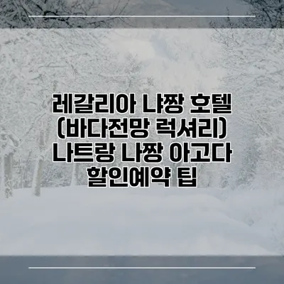 레갈리아 냐짱 호텔 (바다전망 럭셔리) 나트랑 나짱 아고다 할인예약 팁