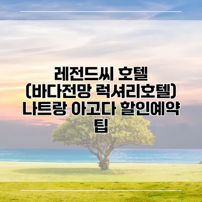 레전드씨 호텔 (바다전망 럭셔리호텔) 나트랑 아고다 할인예약 팁