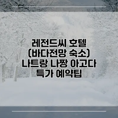 레전드씨 호텔 (바다전망 숙소) 나트랑 나짱 아고다 특가 예약팁