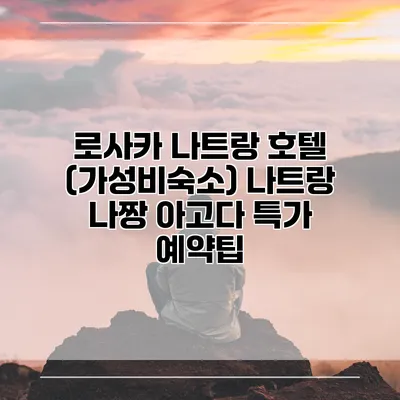 로사카 나트랑 호텔 (가성비숙소) 나트랑 나짱 아고다 특가 예약팁