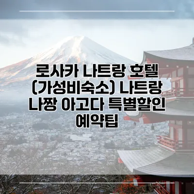 로사카 나트랑 호텔 (가성비숙소) 나트랑 나짱 아고다 특별할인 예약팁