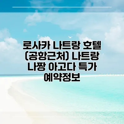 로사카 나트랑 호텔 (공항근처) 나트랑 나짱 아고다 특가 예약정보