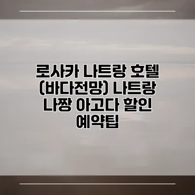 로사카 나트랑 호텔 (바다전망) 나트랑 나짱 아고다 할인 예약팁