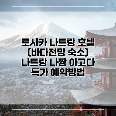 로사카 나트랑 호텔 (바다전망 숙소) 나트랑 나짱 아고다 특가 예약방법