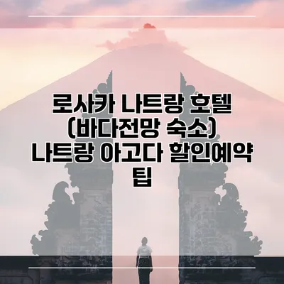 로사카 나트랑 호텔 (바다전망 숙소) 나트랑 아고다 할인예약 팁