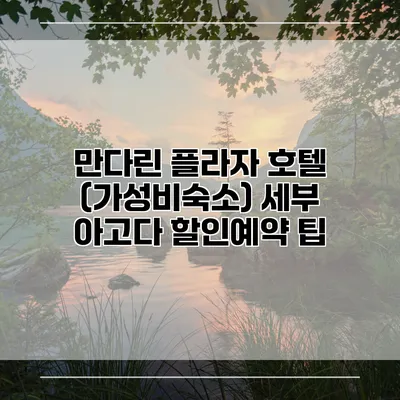 만다린 플라자 호텔 (가성비숙소) 세부 아고다 할인예약 팁