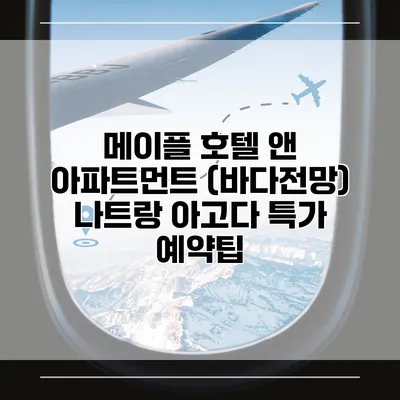 메이플 호텔 앤 아파트먼트 (바다전망) 나트랑 아고다 특가 예약팁