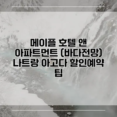 메이플 호텔 앤 아파트먼트 (바다전망) 나트랑 아고다 할인예약 팁