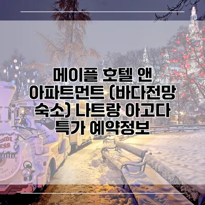 메이플 호텔 앤 아파트먼트 (바다전망 숙소) 나트랑 아고다 특가 예약정보