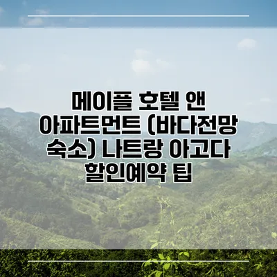 메이플 호텔 앤 아파트먼트 (바다전망 숙소) 나트랑 아고다 할인예약 팁