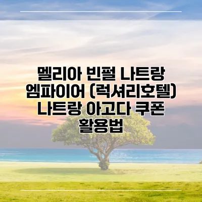 멜리아 빈펄 나트랑 엠파이어 (럭셔리호텔) 나트랑 아고다 쿠폰 활용법