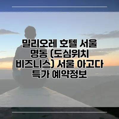 밀리오레 호텔 서울 명동 (도심위치 비즈니스) 서울 아고다 특가 예약정보