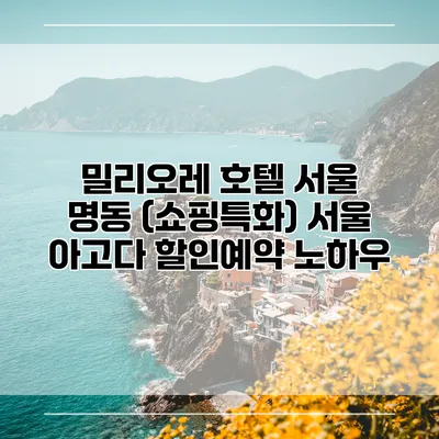 밀리오레 호텔 서울 명동 (쇼핑특화) 서울 아고다 할인예약 노하우