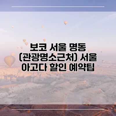 보코 서울 명동 (관광명소근처) 서울 아고다 할인 예약팁
