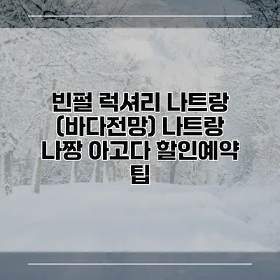 빈펄 럭셔리 나트랑 (바다전망) 나트랑 나짱 아고다 할인예약 팁