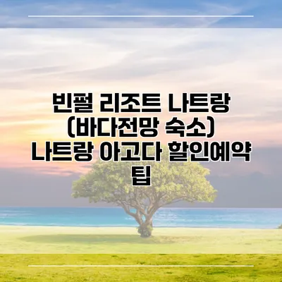 빈펄 리조트 나트랑 (바다전망 숙소) 나트랑 아고다 할인예약 팁
