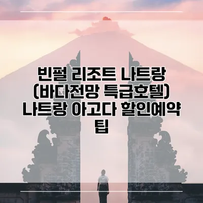 빈펄 리조트 나트랑 (바다전망 특급호텔) 나트랑 아고다 할인예약 팁