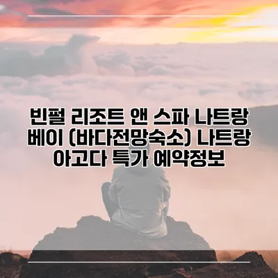 빈펄 리조트 앤 스파 나트랑 베이 (바다전망숙소) 나트랑 아고다 특가 예약정보