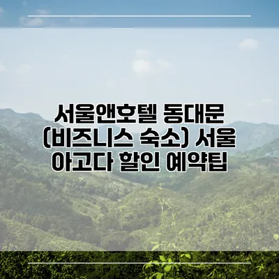 서울앤호텔 동대문 (비즈니스 숙소) 서울 아고다 할인 예약팁