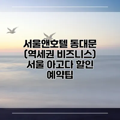서울앤호텔 동대문 (역세권 비즈니스) 서울 아고다 할인 예약팁