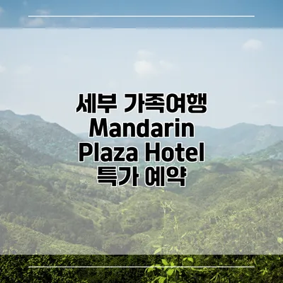 세부 가족여행 Mandarin Plaza Hotel 특가 예약