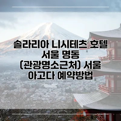 솔라리아 니시테츠 호텔 서울 명동 (관광명소근처) 서울 아고다 예약방법