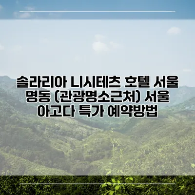 솔라리아 니시테츠 호텔 서울 명동 (관광명소근처) 서울 아고다 특가 예약방법