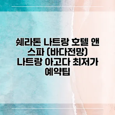 쉐라톤 나트랑 호텔 앤 스파 (바다전망) 나트랑 아고다 최저가 예약팁