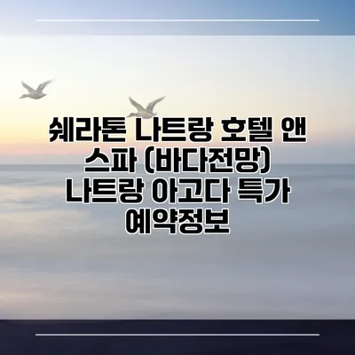 쉐라톤 나트랑 호텔 앤 스파 (바다전망) 나트랑 아고다 특가 예약정보