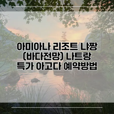 아미아나 리조트 냐짱 (바다전망) 나트랑 특가 아고다 예약방법