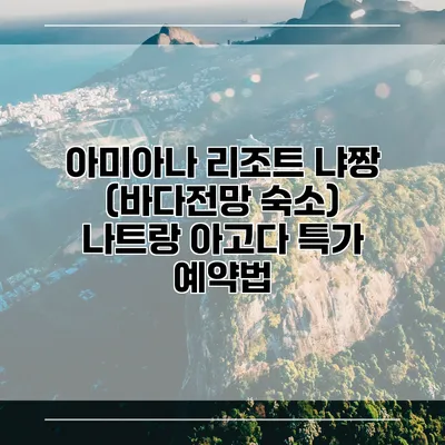 아미아나 리조트 냐짱 (바다전망 숙소) 나트랑 아고다 특가 예약법
