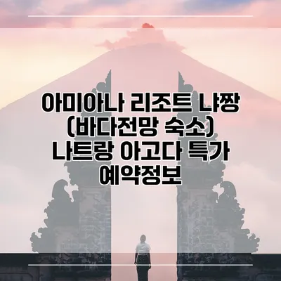 아미아나 리조트 냐짱 (바다전망 숙소) 나트랑 아고다 특가 예약정보