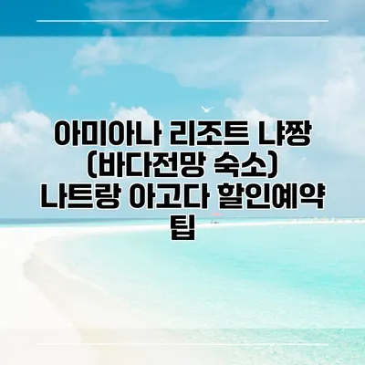 아미아나 리조트 냐짱 (바다전망 숙소) 나트랑 아고다 할인예약 팁