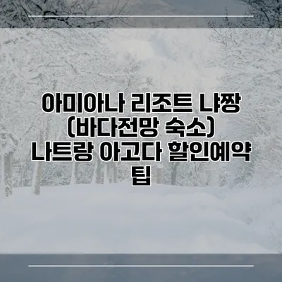 아미아나 리조트 냐짱 (바다전망 숙소) 나트랑 아고다 할인예약 팁