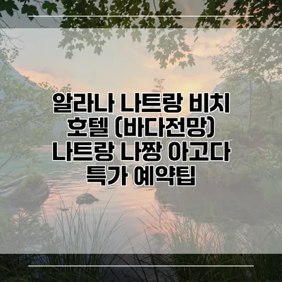 알라나 나트랑 비치 호텔 (바다전망) 나트랑 나짱 아고다 특가 예약팁