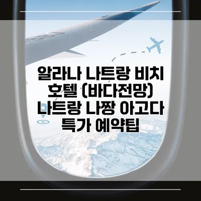 알라나 나트랑 비치 호텔 (바다전망) 나트랑 나짱 아고다 특가 예약팁