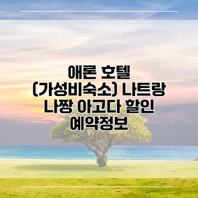 애론 호텔 (가성비숙소) 나트랑 나짱 아고다 할인 예약정보