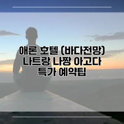 애론 호텔 (바다전망) 나트랑 나짱 아고다 특가 예약팁
