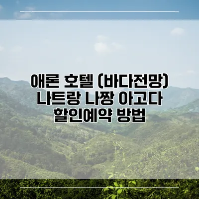 애론 호텔 (바다전망) 나트랑 나짱 아고다 할인예약 방법