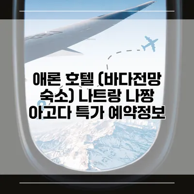 애론 호텔 (바다전망 숙소) 나트랑 나짱 아고다 특가 예약정보