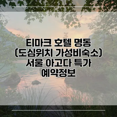 티마크 호텔 명동 (도심위치 가성비숙소) 서울 아고다 특가 예약정보