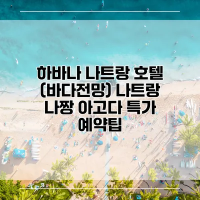 하바나 나트랑 호텔 (바다전망) 나트랑 나짱 아고다 특가 예약팁